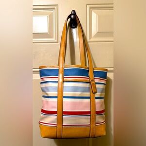 Coach Vintage 2003 Hampton Nautical Multicolor Striped Shoulder / Tote Bag